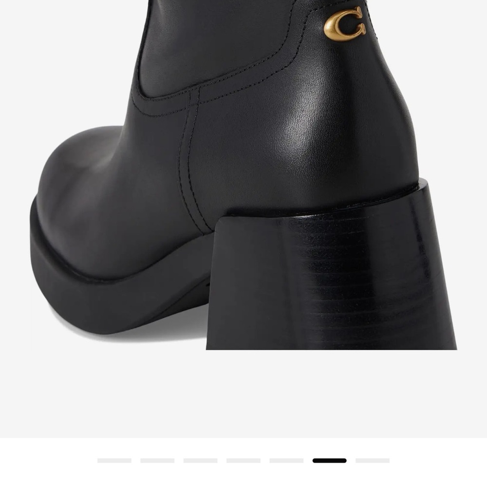 COACH Black Heeled Boots with Chunky Block Heel - Picture 2 of 8
